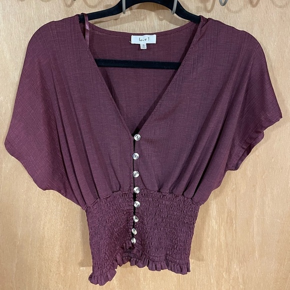 love t Tops - #7- LOVE T-purple button down blouse